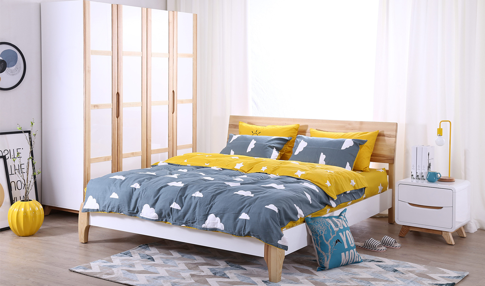 A3203床+B3202床頭柜+D3201四門衣柜